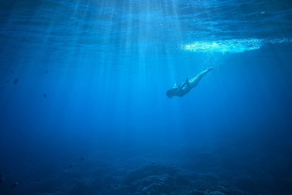A woman swimming in the ocean.