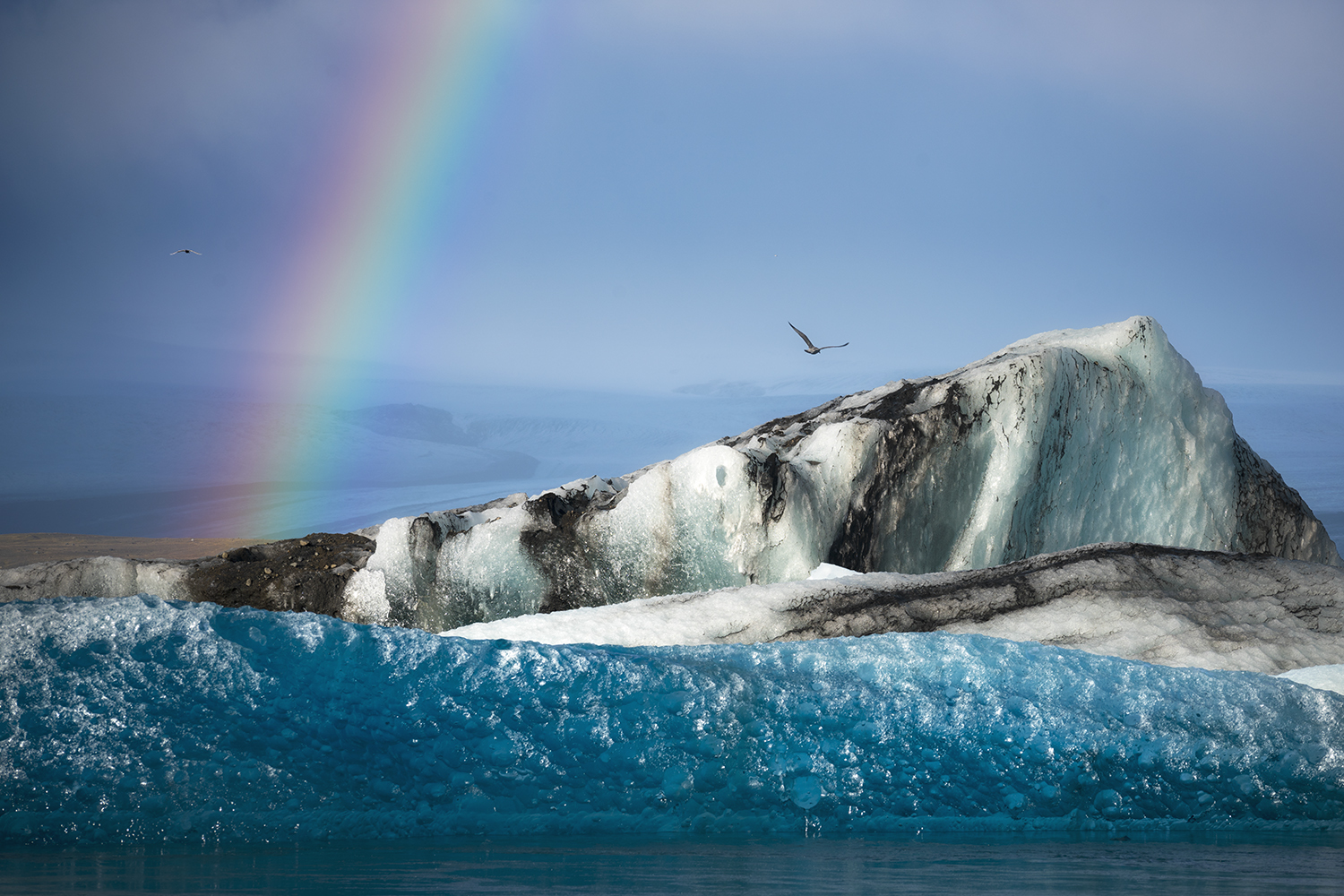 Rainbow and glacial ice