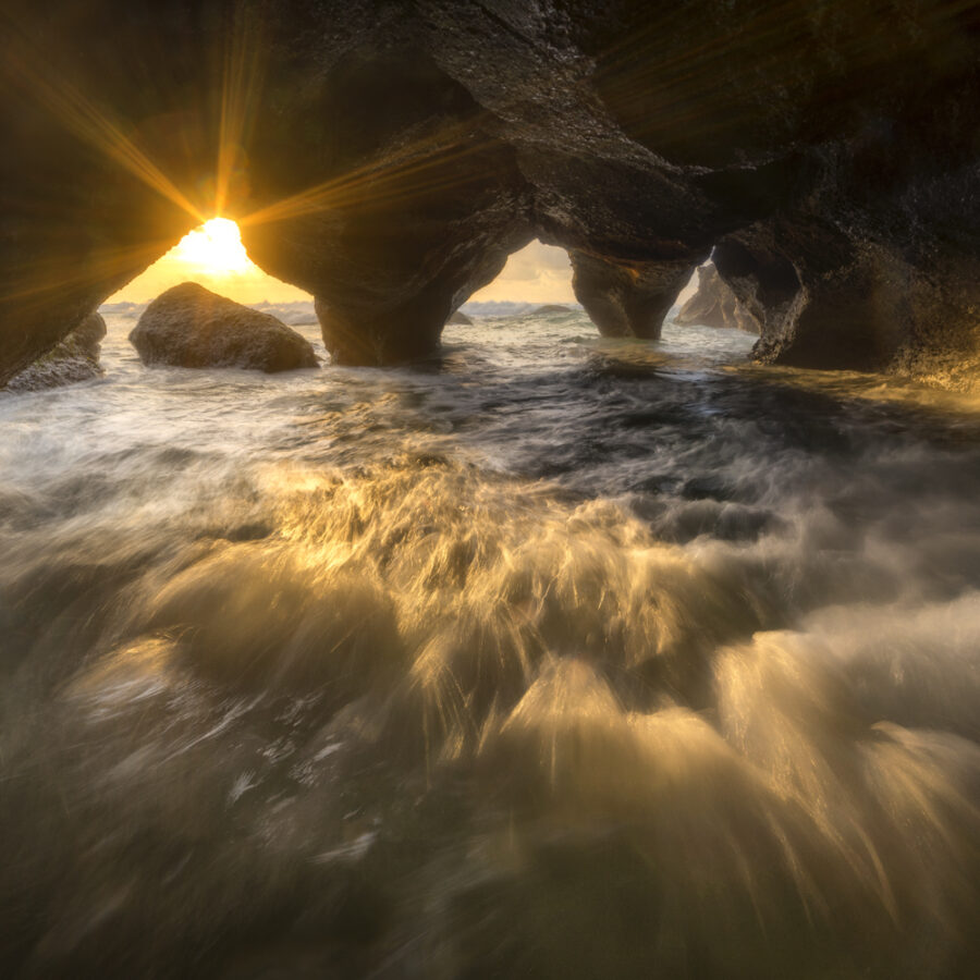 Sea cave sunrise