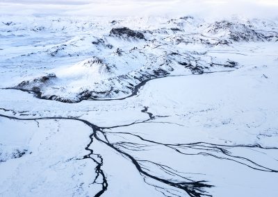 Winter aerial over Iceland.