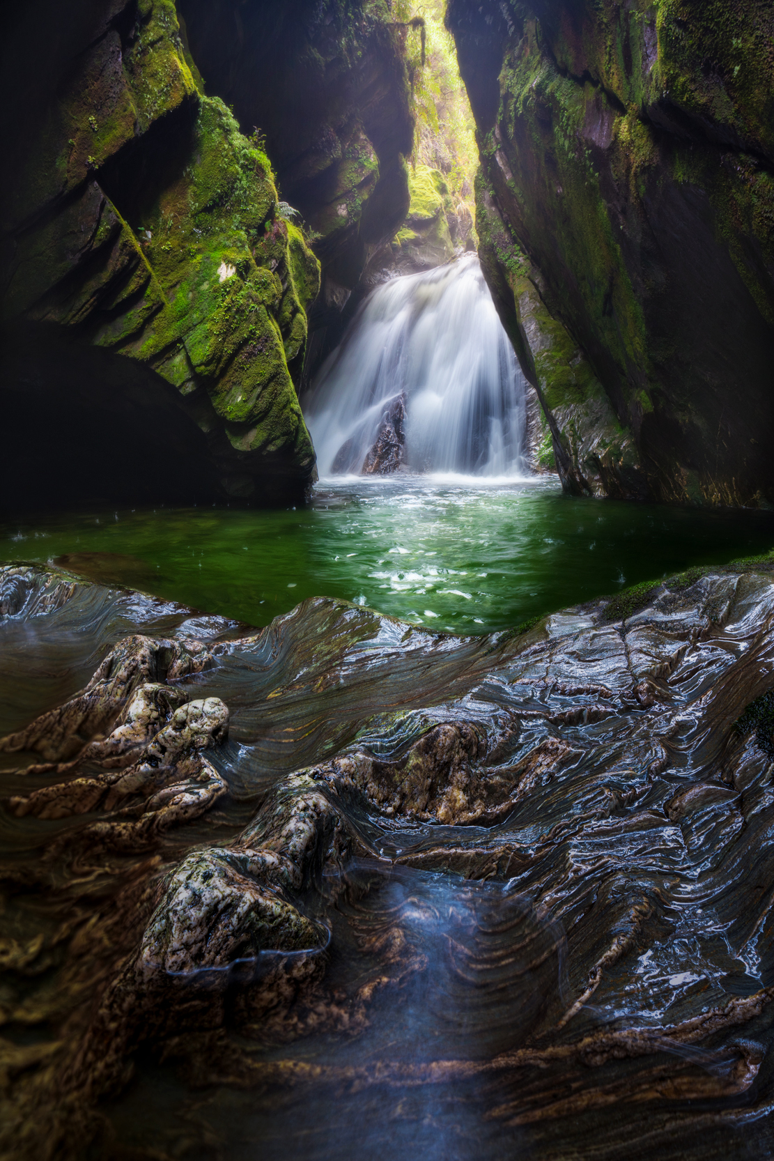 Canyon waterfall, Haast Pass New Zealand