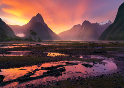 Sunset, Milford Sound New Zealand