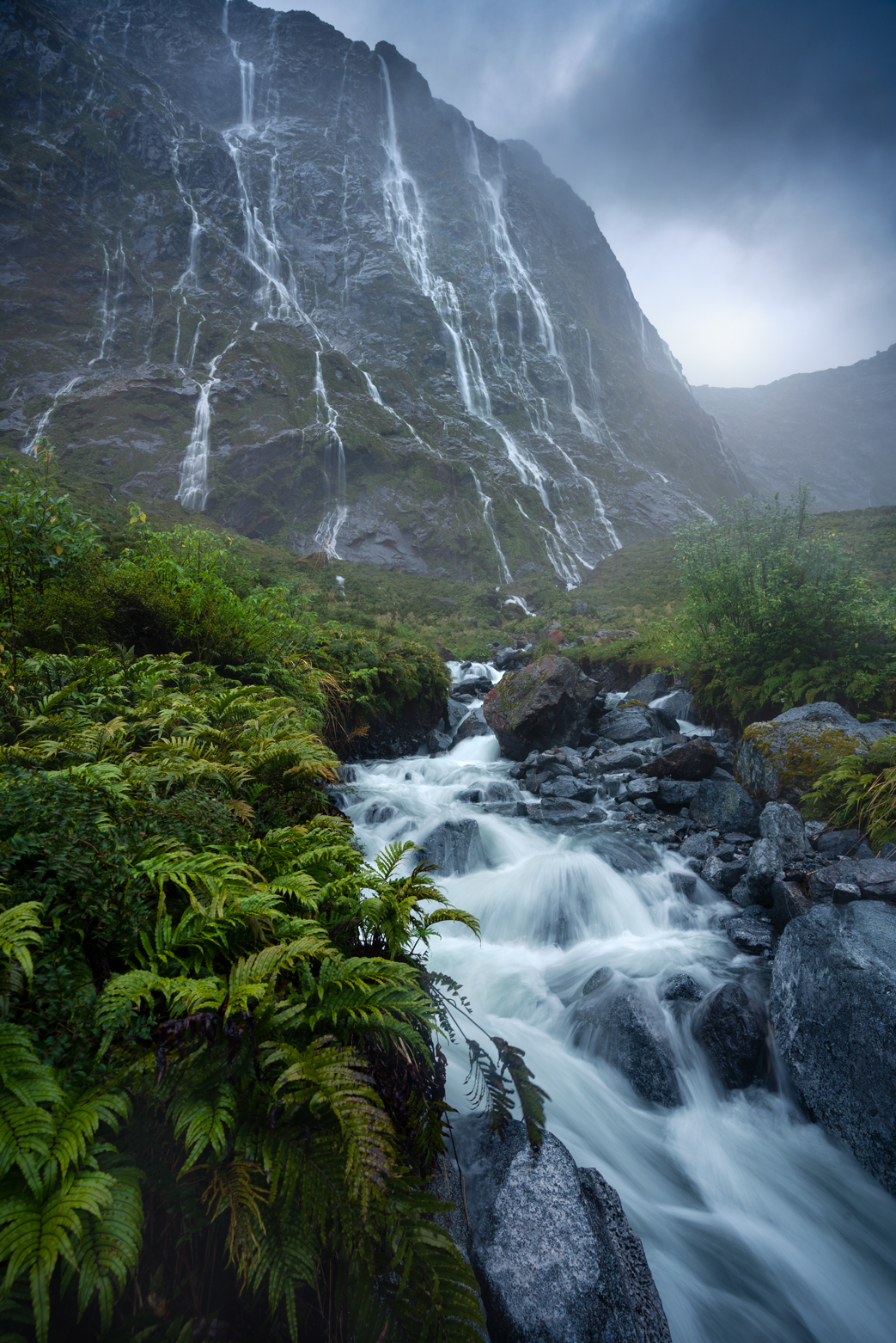 Fiordland waterfalls, Copyright William Patino, New Zealand Landscape Photographer