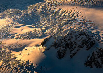 Heavily crevassed ice field in New Zealand